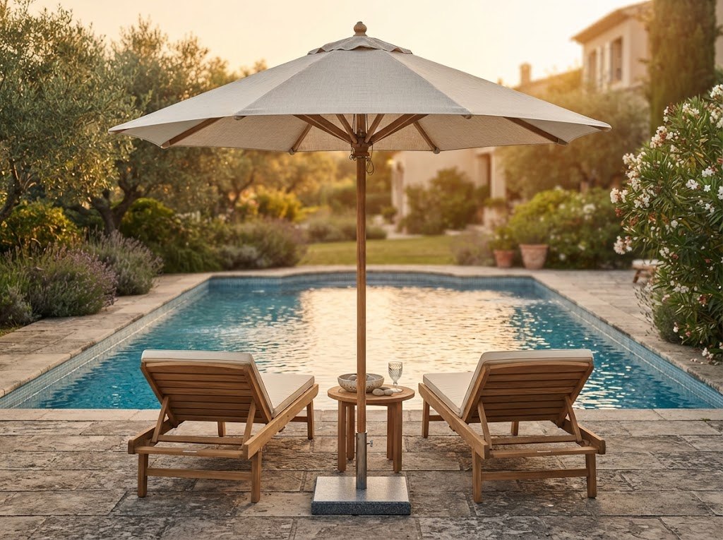 Nakhla 300 Round Wooden Umbrella - 3×3m